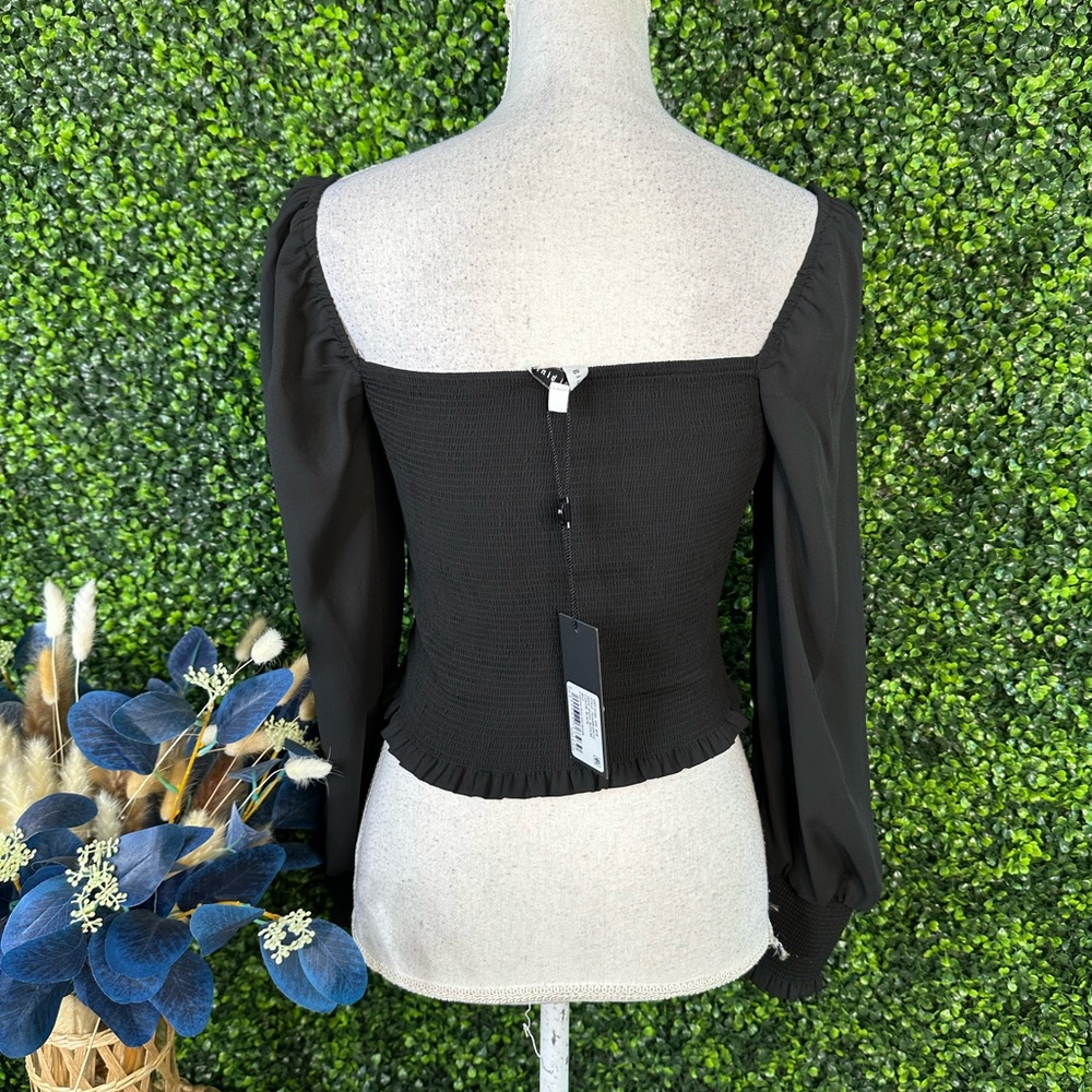 Nwt Gianni Bini Black Smocked long sleeve top - Picture 4 of 8